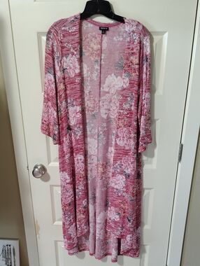 torrid Pink Floral Open-Front Long Cardigan